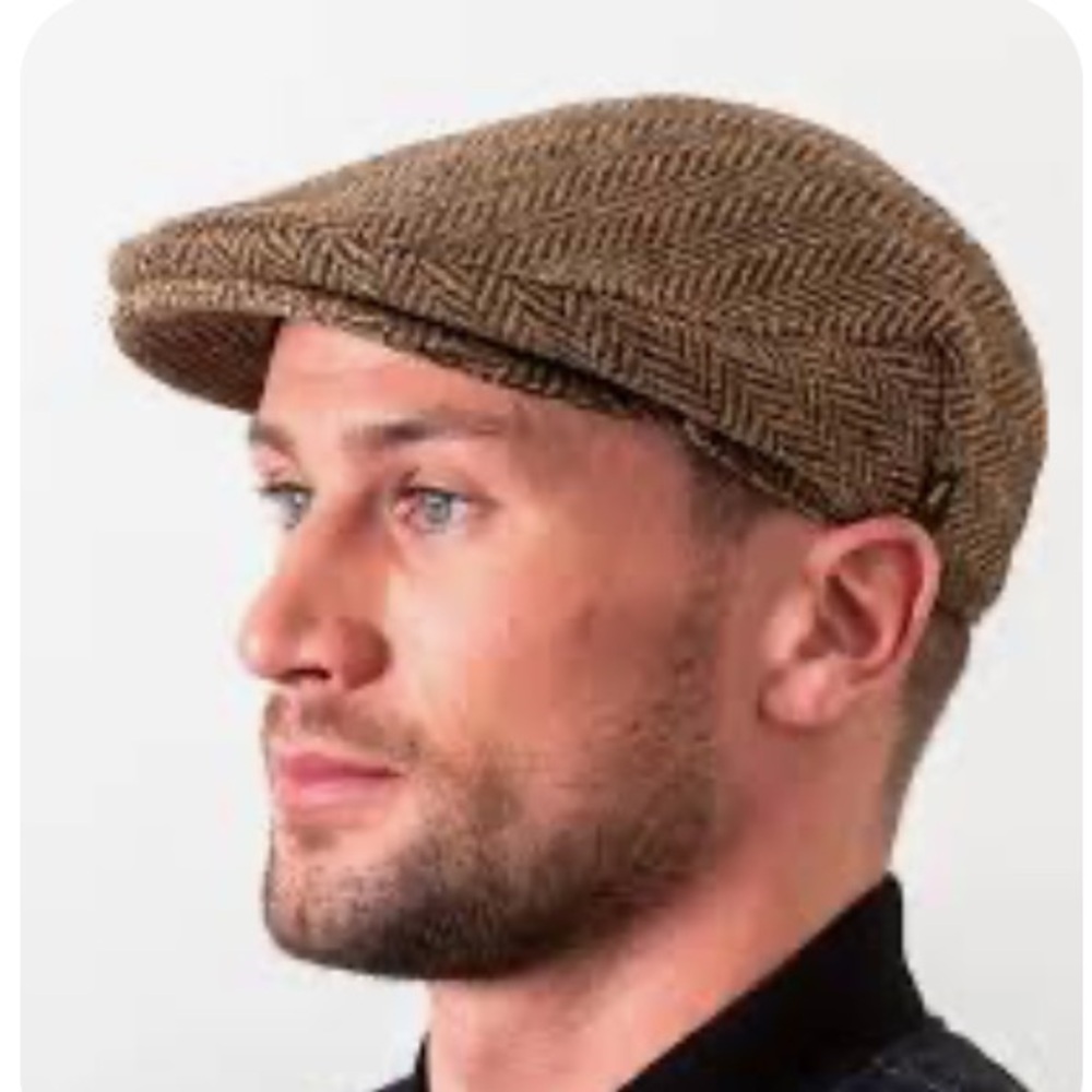 Vintage Kangol Tweed Brown Houndstooth Flat Cap